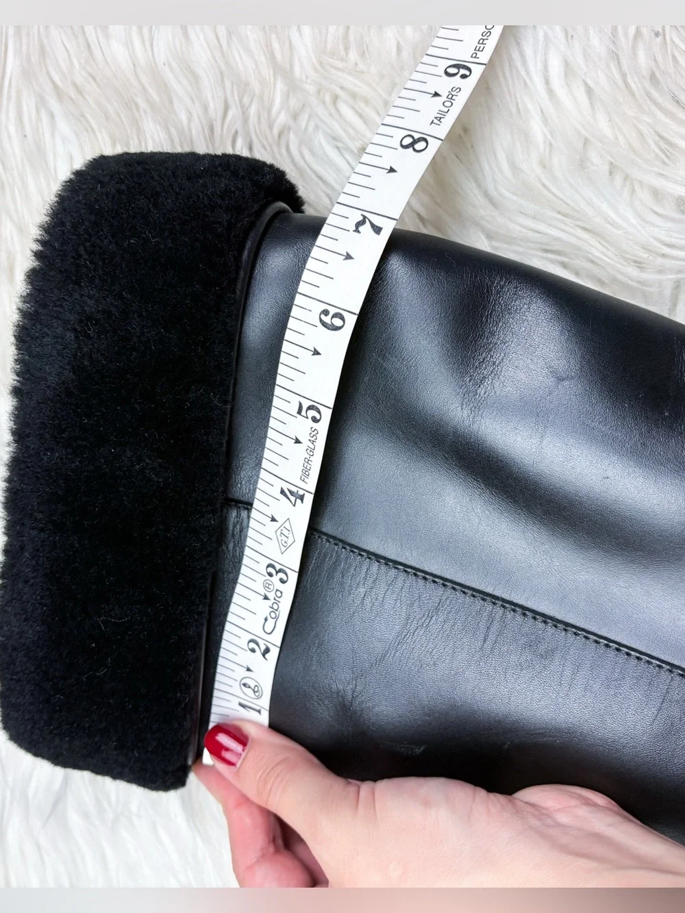 Canada Shearling Fleece Sherpa Lined Waterproof Leather Tall Winter Boots Black